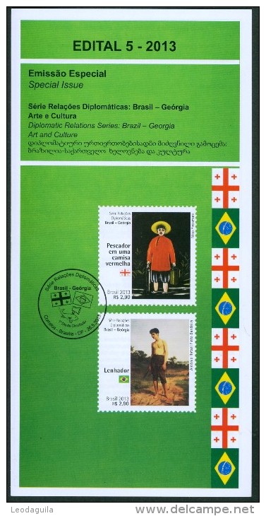 BRAZIL 2013  -  BRAZIL AND GEORGIA  - ART AND CULTURE - OFFICIAL BROCHURE  - EDICT # 5 -2013 - Covers & Documents