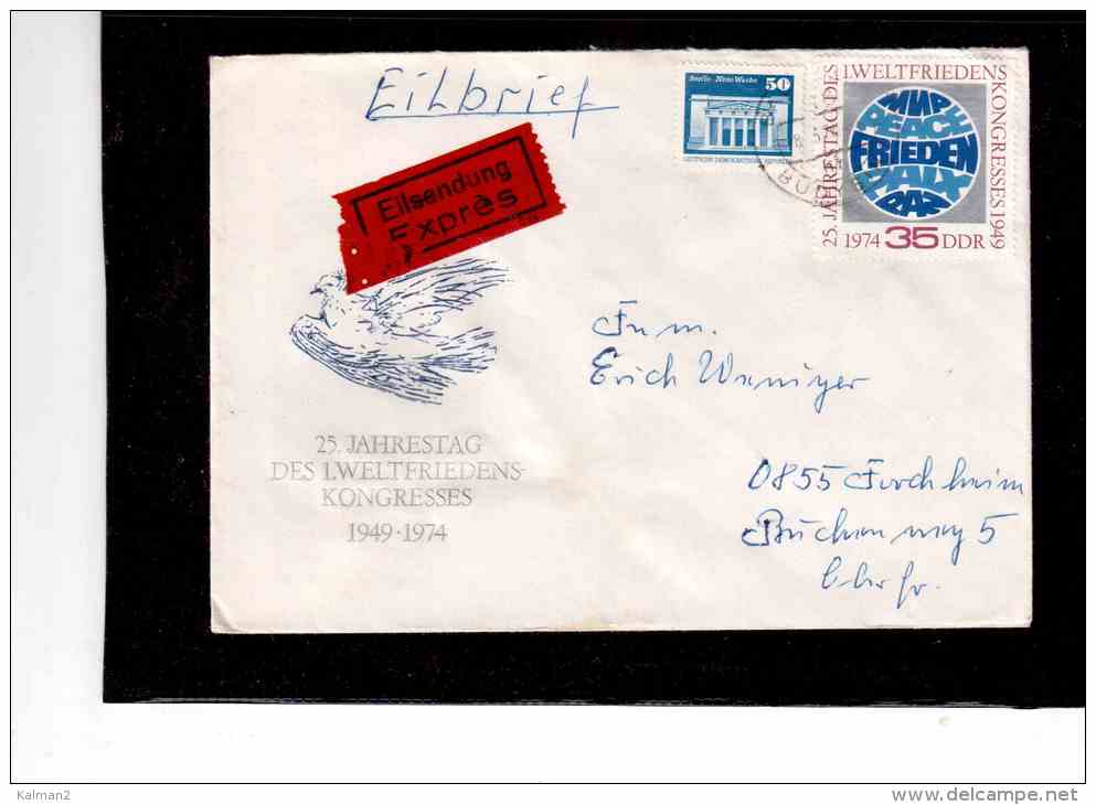 DE1116   -   DDR POSTAL HISTORY    -    EXPRES  COVER GROSSDUBRAU 8.5.1974 - Briefe U. Dokumente