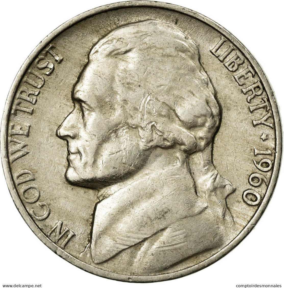 Monnaie, États-Unis, Jefferson Nickel, 5 Cents, 1960, U.S. Mint, Philadelphie - 1938-…: Jefferson