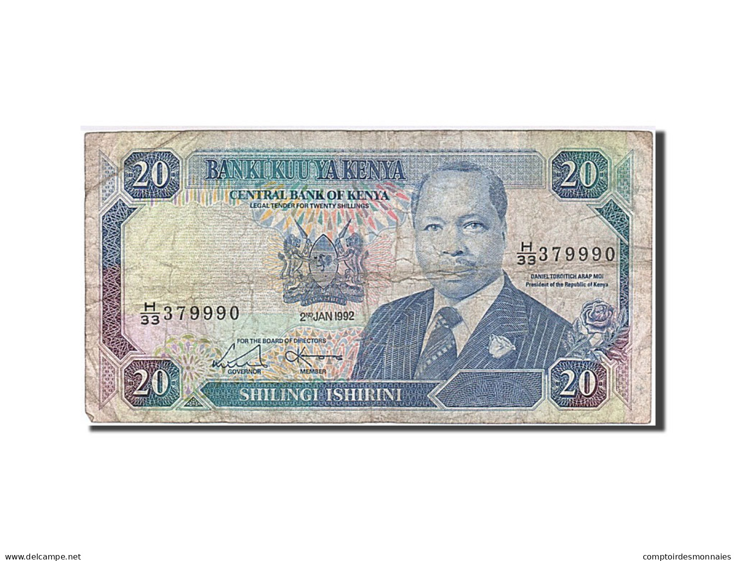 Billet, Kenya, 20 Shillings, 1992, 1992-01-02, B+ - Kenya