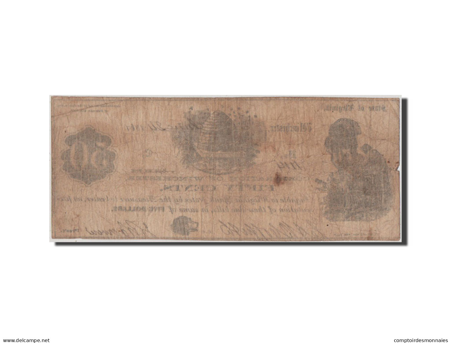 Billet, États-Unis, 50 Cents, 1861, TB+ - Virginia