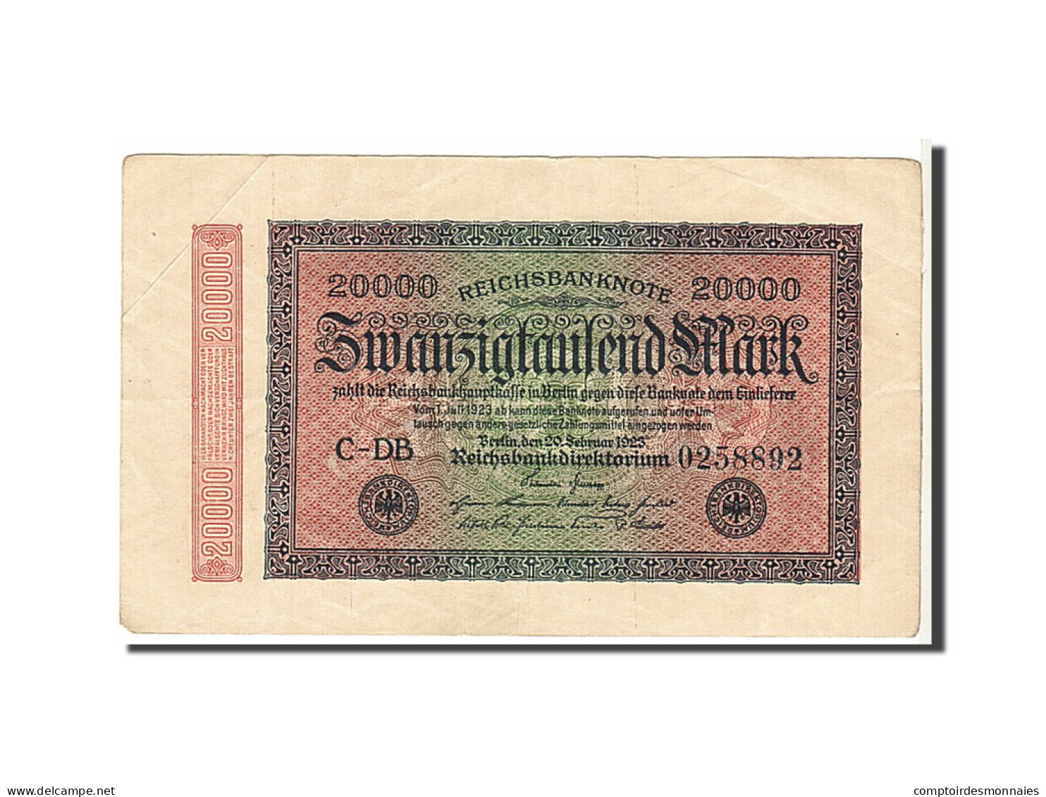 Billet, Allemagne, 20,000 Mark, 1923, KM:85b, TTB - 20000 Mark