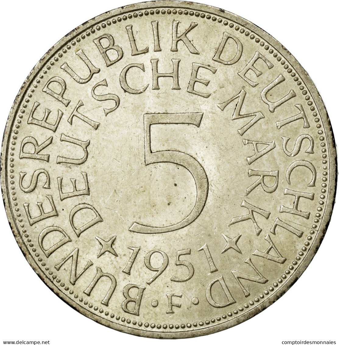 Monnaie, République Fédérale Allemande, 5 Mark, 1951, Stuttgart, SUP, Argent - 5 Marcos