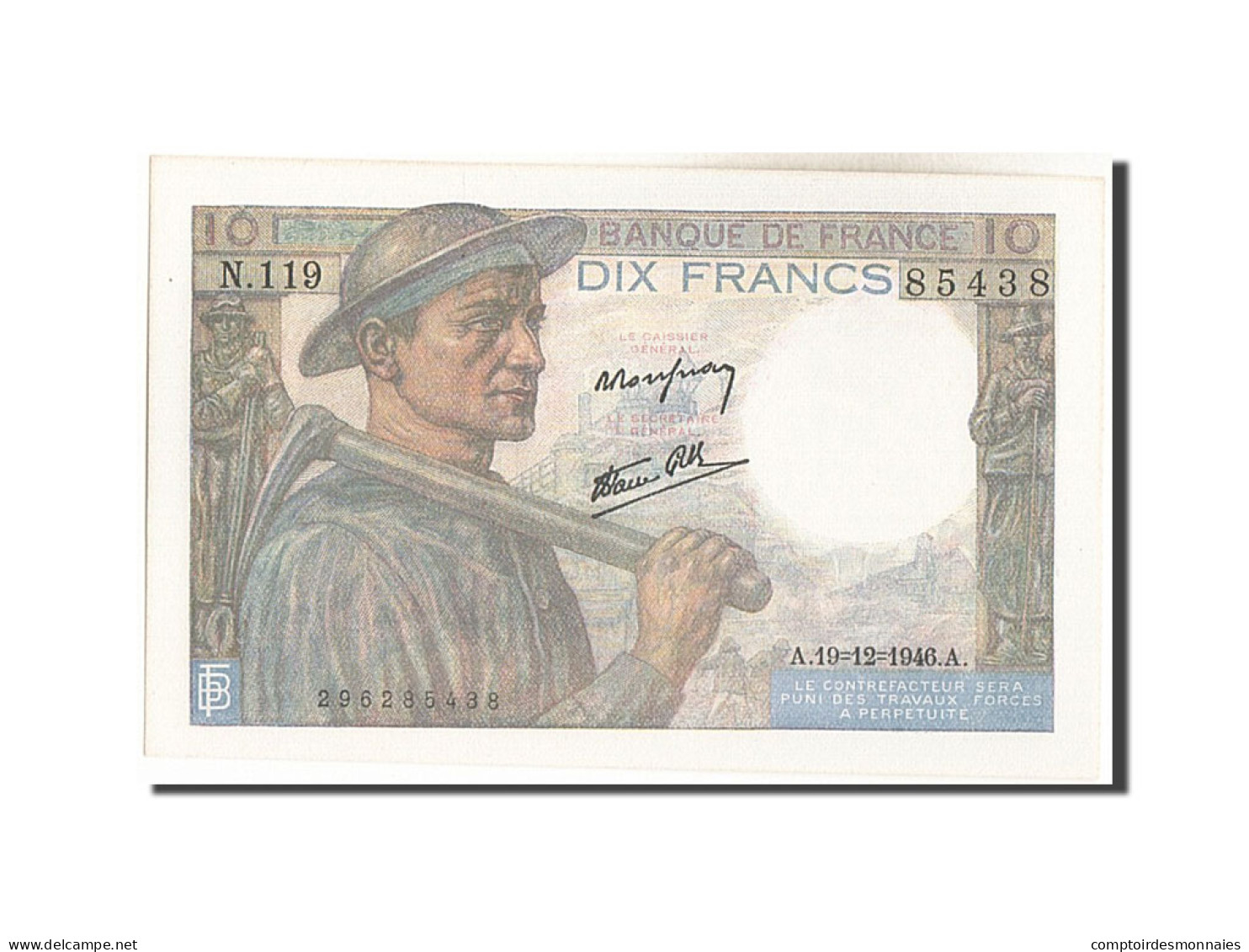 Billet, France, 10 Francs, 10 F 1941-1949 ''Mineur'', 1946, 1946-12-19, SPL - 10 F 1941-1949 ''Mineur''