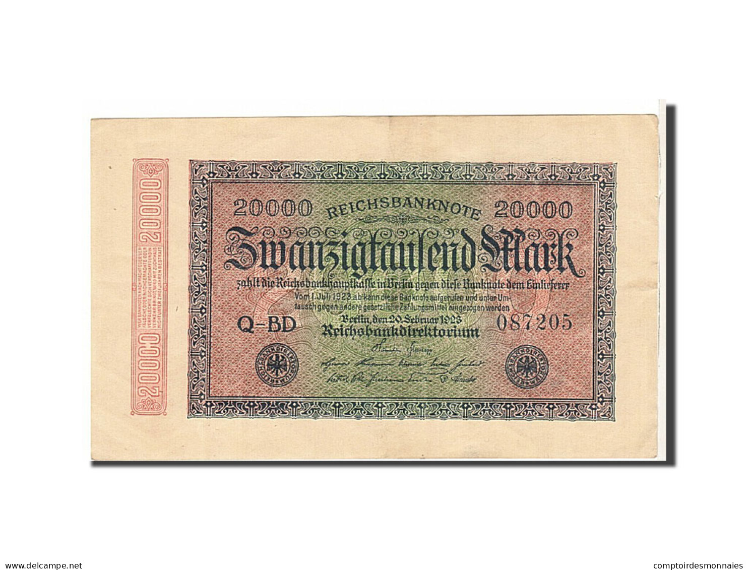 Billet, Allemagne, 20,000 Mark, 1923, KM:85b, TTB+ - 20000 Mark