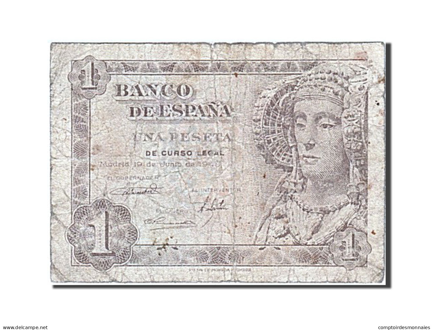 Billet, Espagne, 1 Peseta, 1948, 1948-06-19, B - 1-2 Pesetas