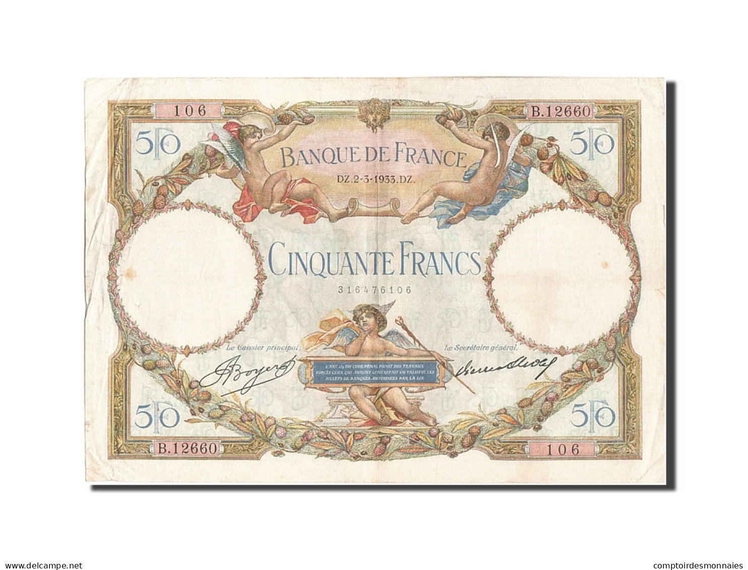 Billet, France, 1000 Francs, 50 F 1927-1934 ''Luc Olivier Merson'', 1933 - 50 F 1927-1934 ''Luc Olivier Merson''