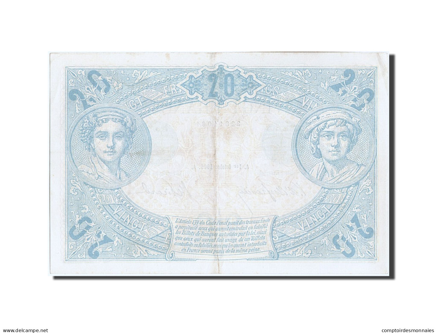 Billet, France, 20 Francs, 20 F 1905-1913 ''Bleu'', 1906, 1906-10-01, SUP+ - 20 F 1905-1913 ''Bleu''