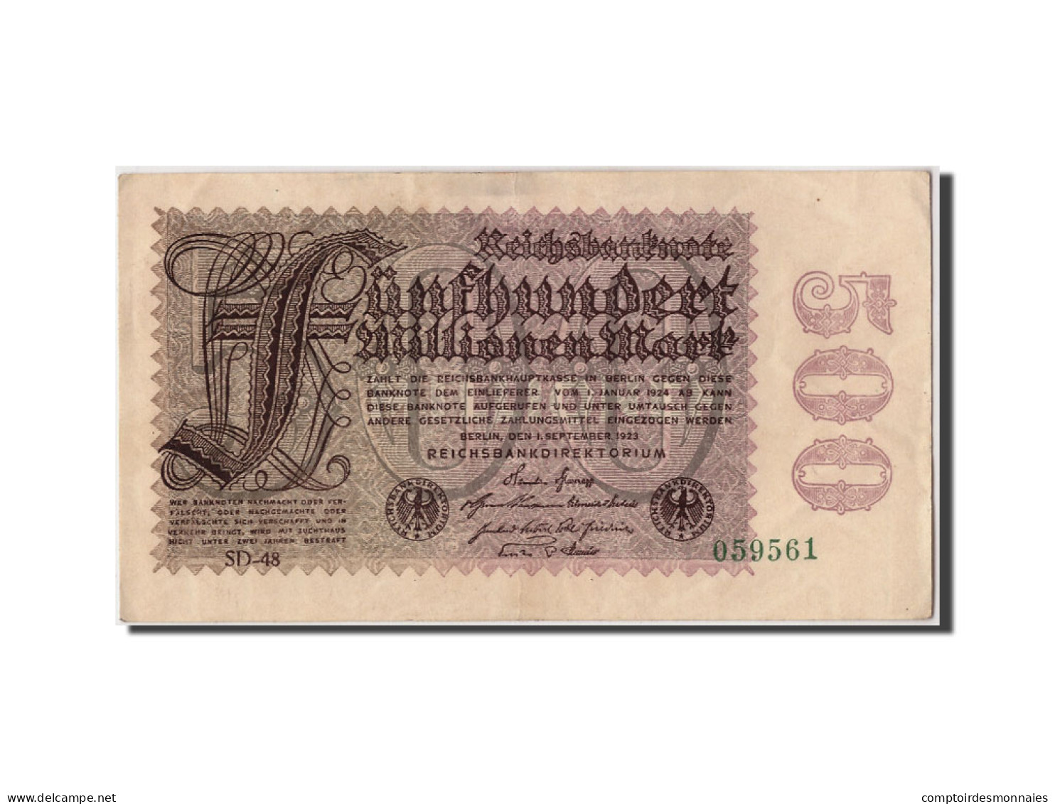 Billet, Allemagne, 500 Millionen Mark, 1923, 1923-09-01, TTB - 500 Millionen Mark