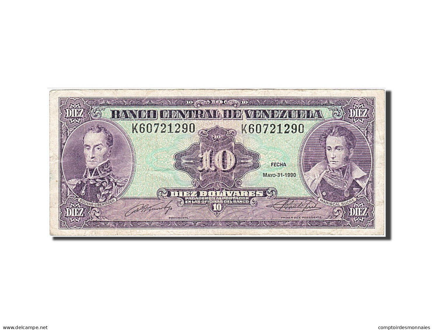 Billet, Venezuela, 10 Bolívares, 1990, 1990-05-31, TB - Venezuela