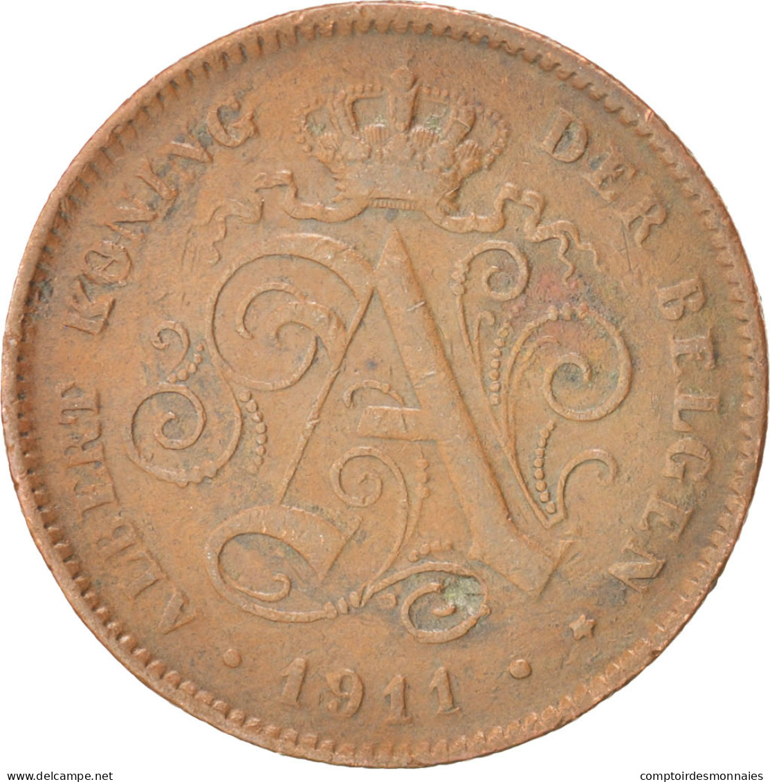 Monnaie, Belgique, Albert I, 2 Centimes, 1911, TTB, Cuivre, KM:65 - 2 Centimes