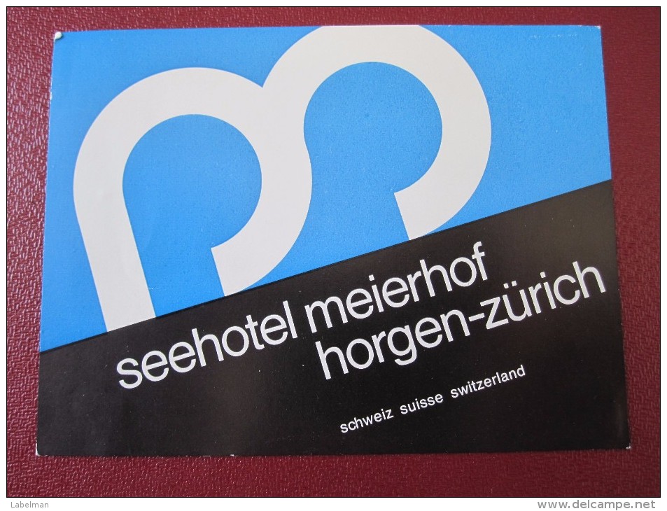 HOTEL MOTEL PENSION GASTHOF MEIER ZURICH SWISS SWITZERLAND SCHWEITZ STICKER DECAL LUGGAGE LABEL ETIQUETTE AUFKLEBER - Etiketten Van Hotels