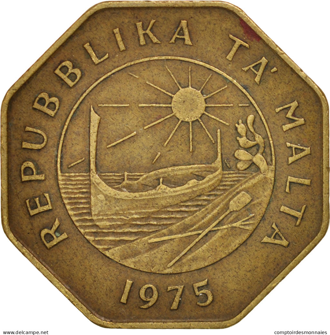 Monnaie, Malte, 25 Cents, 1975, TTB, Laiton, KM:29 - Malta