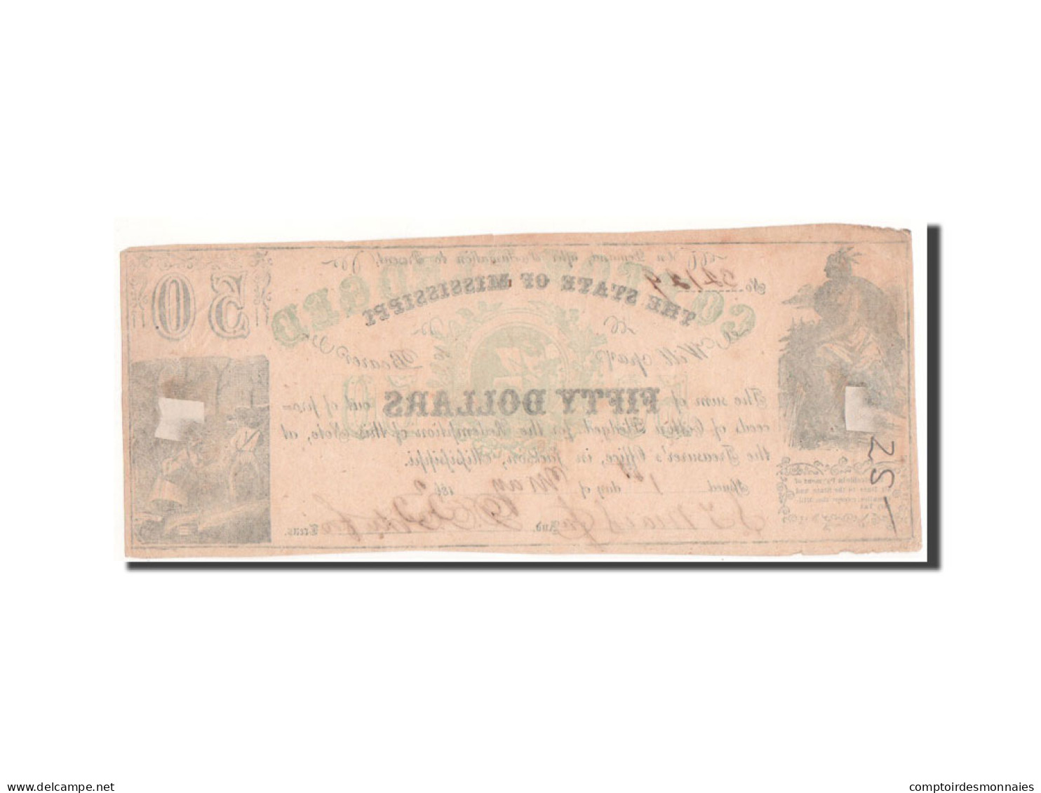 Billet, États-Unis, 50 Dollars, 1862, SUP - Mississippi