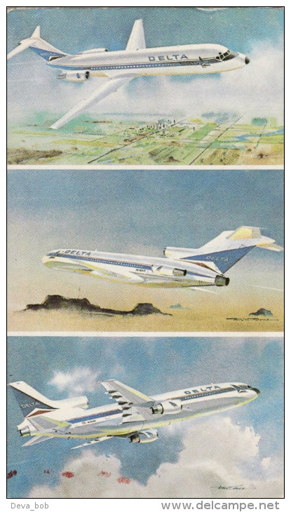 Aviation Multiview Postcard Stars Delta Fleet Douglas Boeing Lockheed Aircraft - 1946-....: Moderne