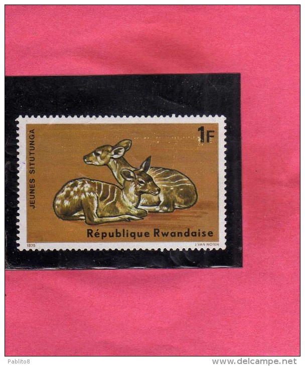 RWANDA 1975 FAUNA ANIMALS YOUNG SITATUNGAS ANIMAL JEUNES SITUTUNGA ANIMAUX ANIMALI SITATUNGA ANIMALE F. 1 MNH - Nuovi