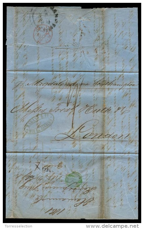 BRAZIL. Cartas. 1861 (7 Aug). RJ - UK. EL Full Text Via BPO + 1sh Many Charge. Endorsed "per Magdalena Via Southampton". - Altri & Non Classificati