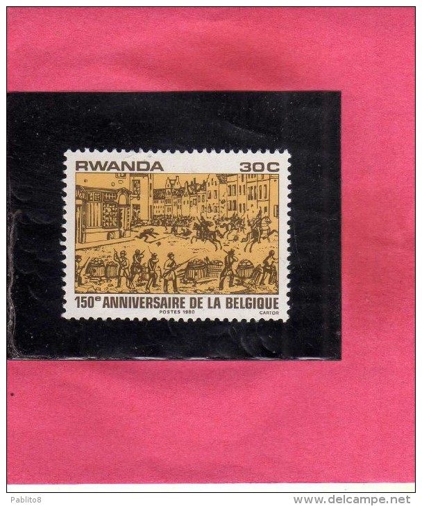 RWANDA 1980 Belgian Independence Sesquicentennial Engravings Of War GUERRA D'INDIPENDENZA BELGA CENT. 20 MNH - Nuovi