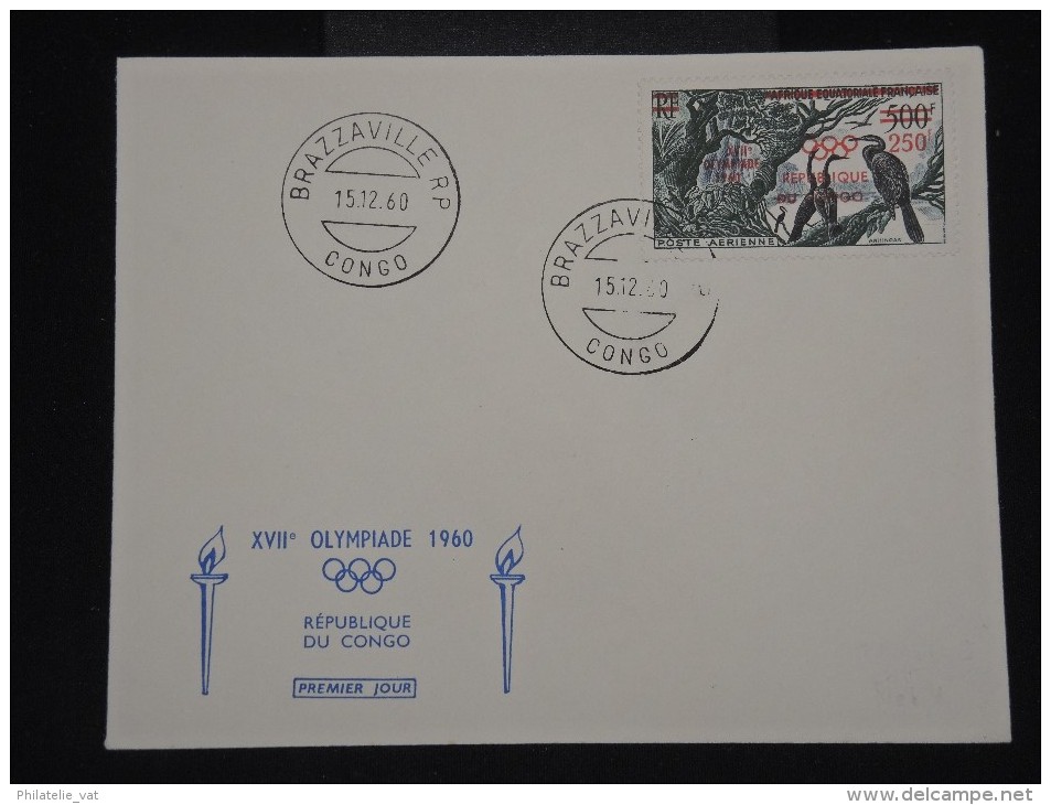 JEUX OLYMPIQUES - Enveloppe Du Congo Avec Timbre Surchargé Des J.O. En 1960 - Aff. Plaisant - à Voir - Lot P10322 - Summer 1960: Rome