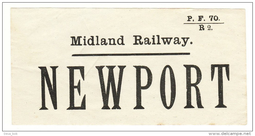 Railway Luggage Label Midland Newport Monmouthshire - Spoorweg