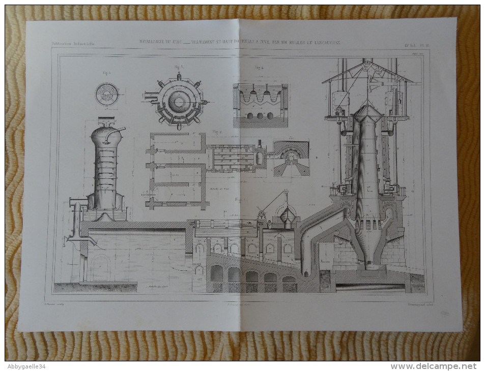 METALLURGIE DU ZINC _ TRAITEMENT AU HAUT FOURNEAU A CUVE PAR MM. MULLER ET LENCAUCHEZ Publication Industrielle Charvet - Machines