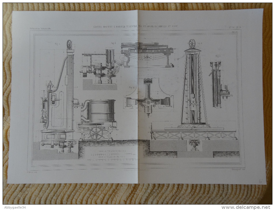 GRANDE MACHINE A RABOTER VERTICALE PAR MM. MAZELINE FRERES ET CODY Publication Industrielle Charvet, Rémond, Armengaud - Machines