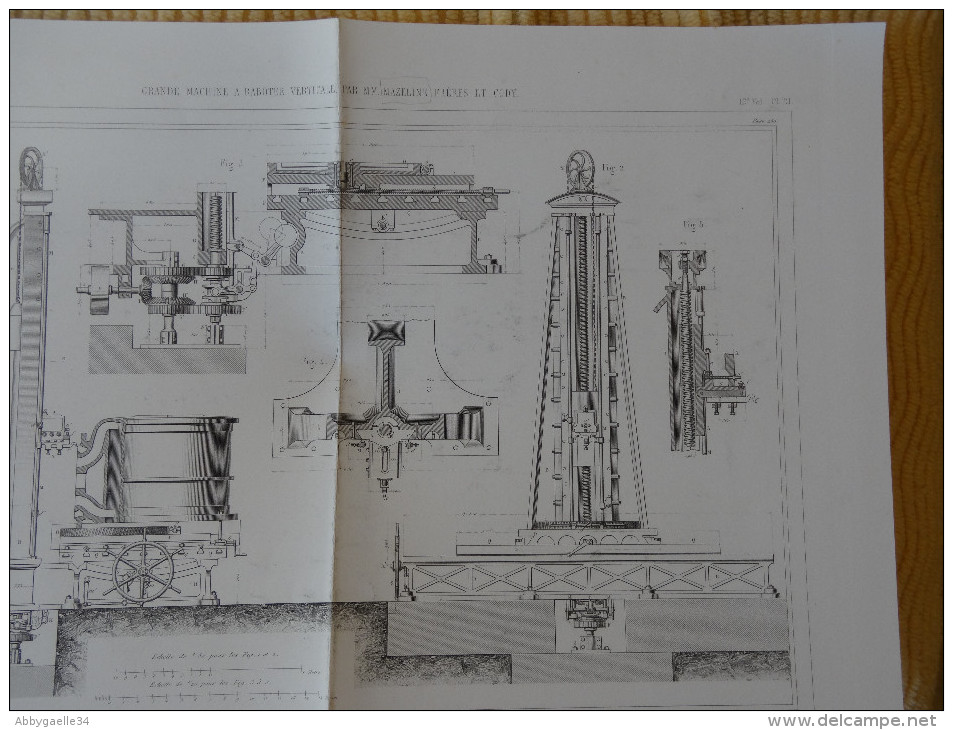 GRANDE MACHINE A RABOTER VERTICALE PAR MM. MAZELINE FRERES ET CODY Publication Industrielle Charvet, Rémond, Armengaud - Machines