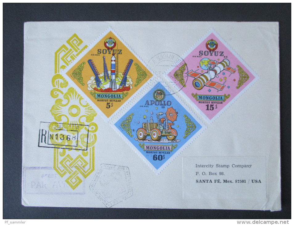 Asien / Mongolei 1974. Raumfahrt. FDC. Luftpost. 6 Stempel / Six Cancels. R-Brief. Interessant?! - Mongolie