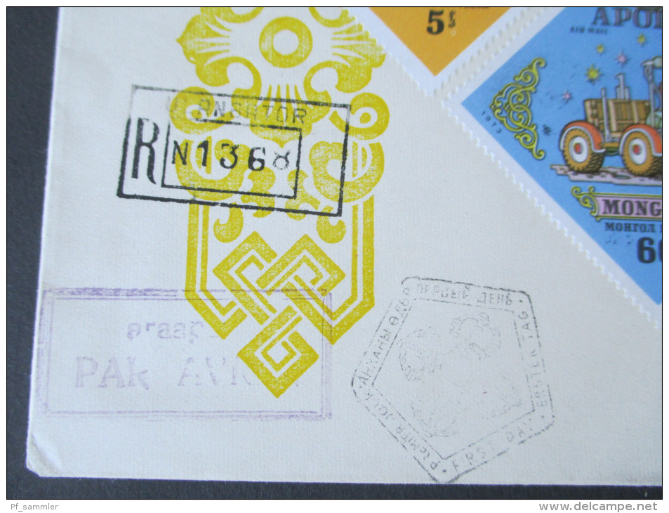 Asien / Mongolei 1974. Raumfahrt. FDC. Luftpost. 6 Stempel / Six Cancels. R-Brief. Interessant?! - Mongolei