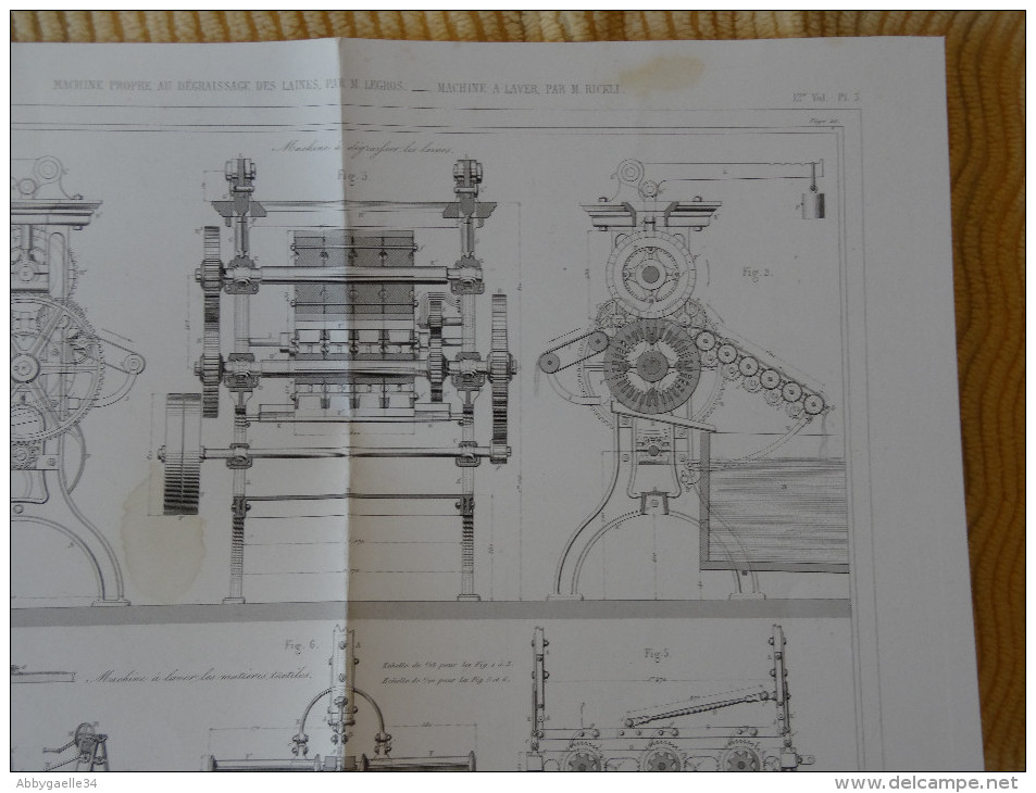 MACHINE PROPRE AU DEGRAISSAGE DES LAINES PAR M. LEGROS _ MACHINE A LAVER PAR M. RICKLI  Publication Industrielle Charvet - Máquinas