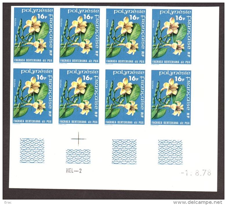 POLYNESIE FRANCAISE - 1978 - Blocs De 8 Datés Et Non Dentelés Des N° 119 Et 120 - Neufs ** - PEU COURANT - Fleurs - Imperforates, Proofs & Errors