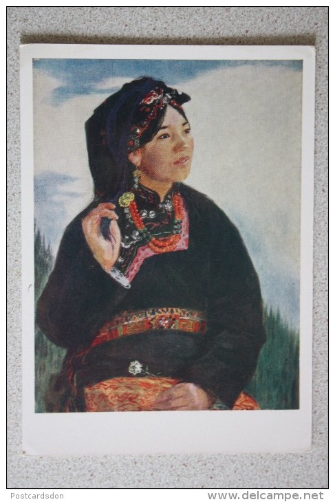 Dun Si-Wen "Tibet Woman Portrait From Western Sichuan" - OLD Soviet PC 1959 - Tíbet