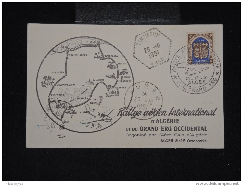 FRANCE - Carte Du Rallye Aérien D'Algérie Et Du Grand Erg Occidental En 1951- Aff. Plaisant -  A Voir - Lot P10344 - Covers & Documents