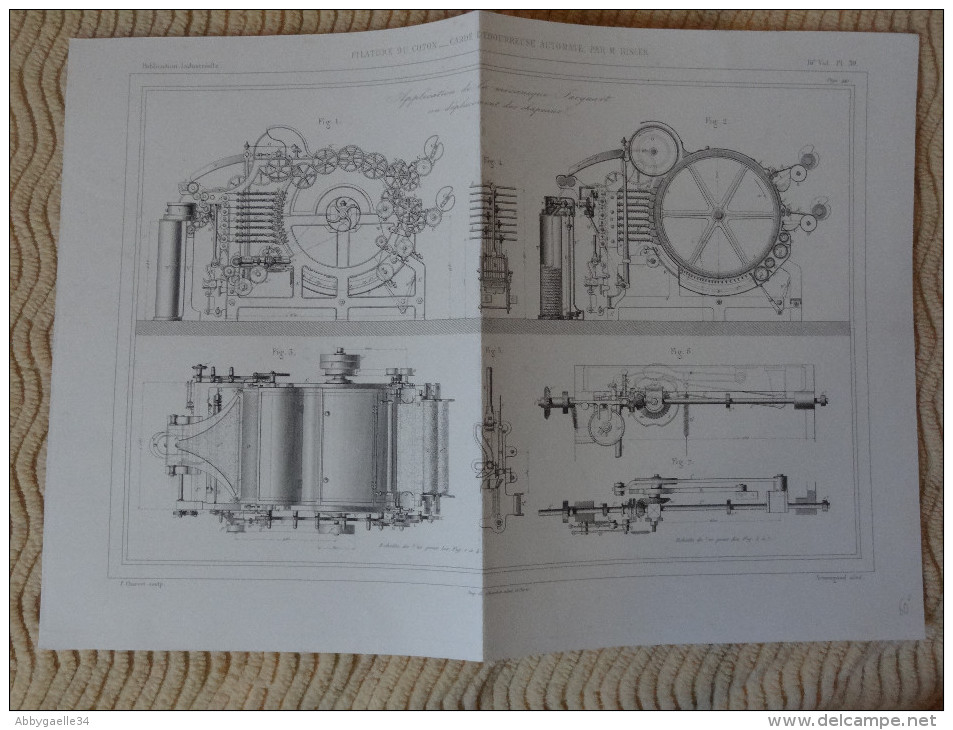 FILATURE DU COTON _ CARDE DEBOURREUSE AUTOMATE PAR M. RISLER Publication Industrielle Charvet, Chardon, Armengaud - Tools