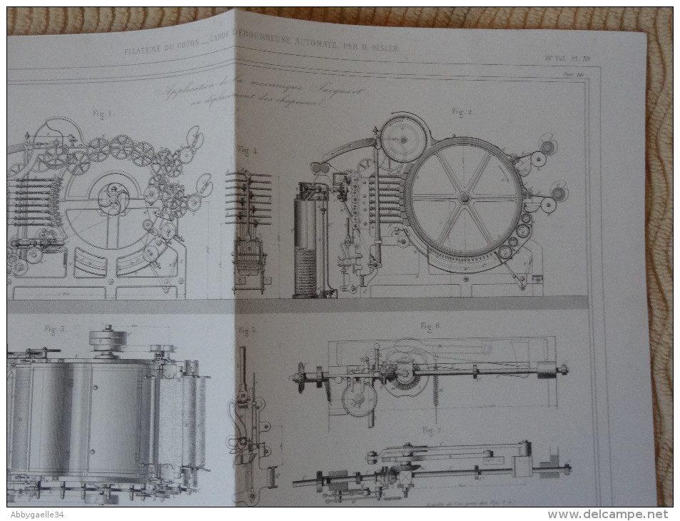 FILATURE DU COTON _ CARDE DEBOURREUSE AUTOMATE PAR M. RISLER Publication Industrielle Charvet, Chardon, Armengaud - Tools