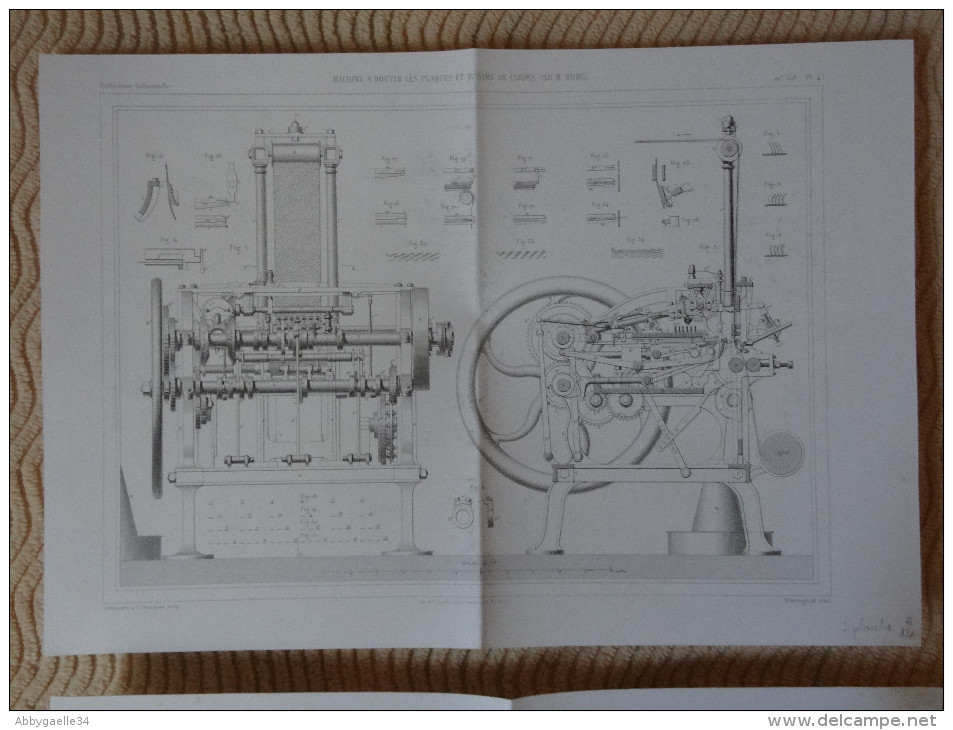 MACHINE A BOUTER LES PLAQUES ET RUBANS DE CARDES PAR M. MOREL Publication Industrielle Petitcolin, Chaumont, Chardon - Macchine