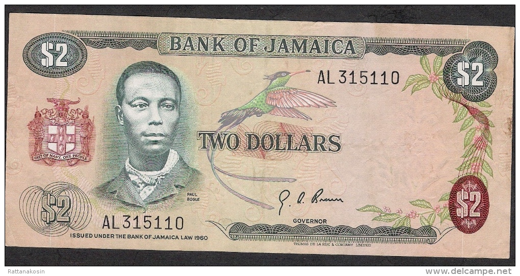 JAMAICA   P55a 2 DOLLARS 1970 #AL   Signature 3    XF - Jamaica