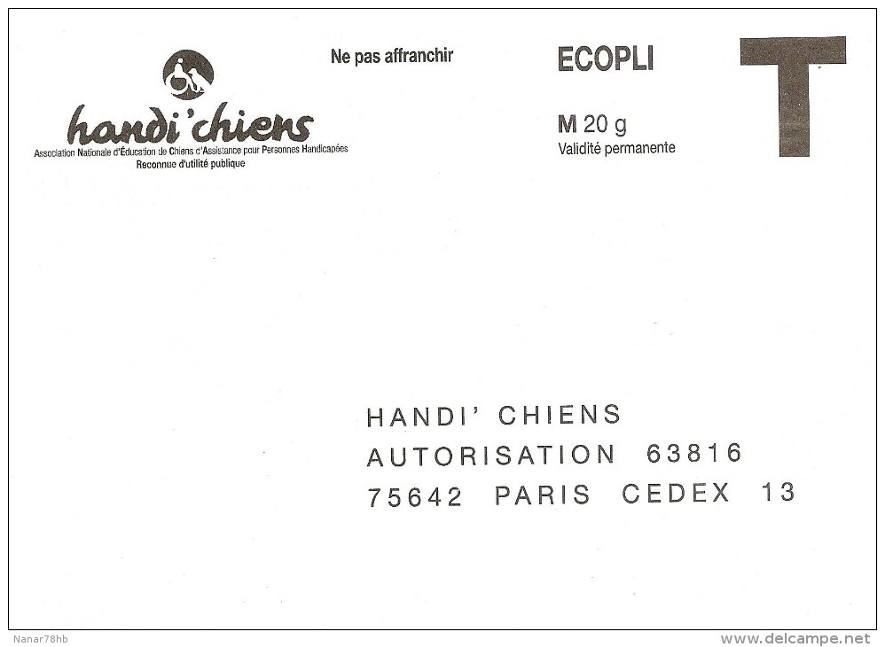 Enveloppe Réponse T Handi'chiens, Ecopli 20gr - Cards/T Return Covers