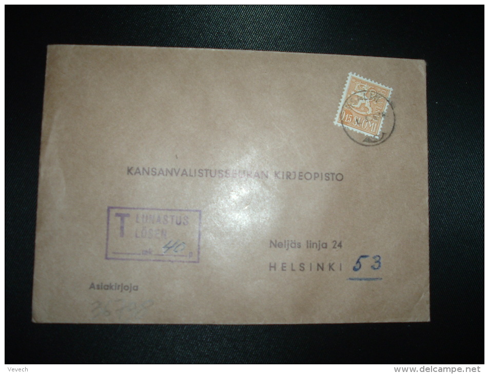 LETTRE TP 0,15 OBL.1-3-66 HASALMI + GRIFFE ENCADREE T LUNASTUS LOSEN + 40 P - Covers & Documents