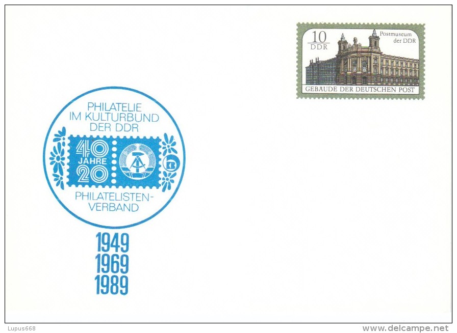 DDR 1989 Privatganzsache  "40 Jahre Philatelie Im Kulturbund" - Cartes Postales Privées - Neuves