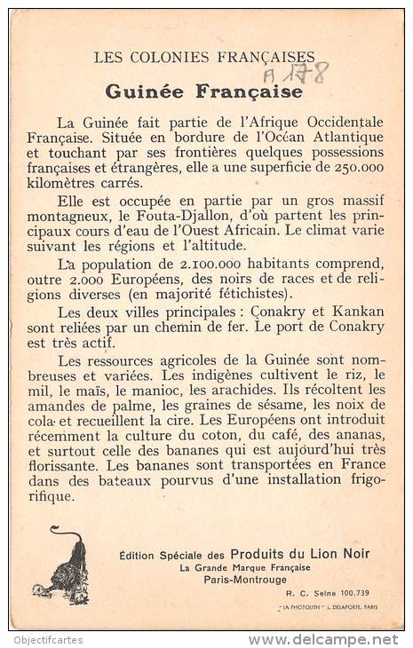 Colonies Françaises  La Guinée  Publicité Produits Chimiques Lion Noir 38(scan Recto-verso) MA089 - Guinée Française