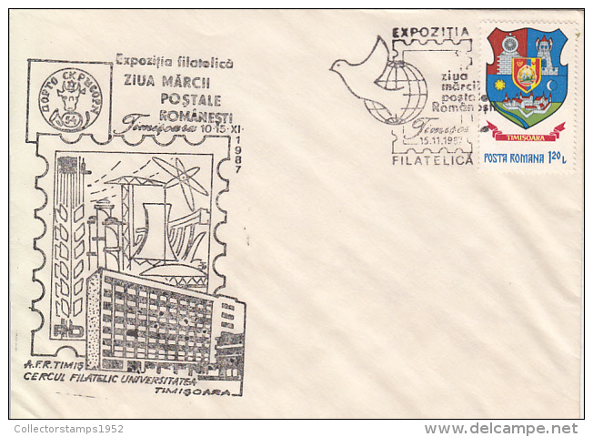 28734- ROMANIAN STAMP'S DAY, SPECIAL COVER, 1987, ROMANIA - Cartas & Documentos