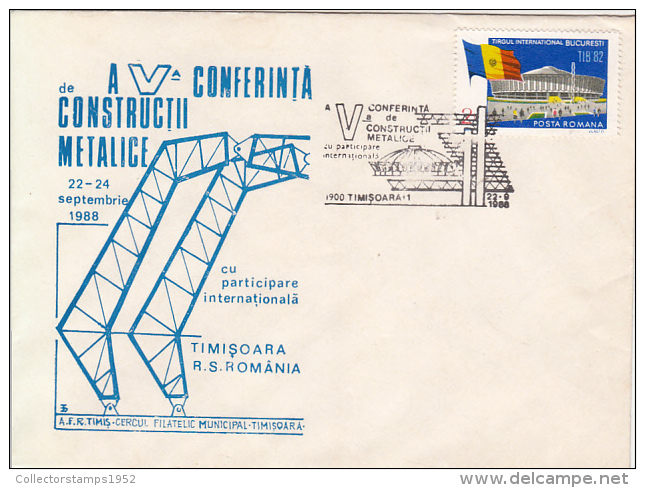 28743- METAL CONSTRUCTIONS CONFERENCE, SPECIAL COVER, 1988, ROMANIA - Cartas & Documentos