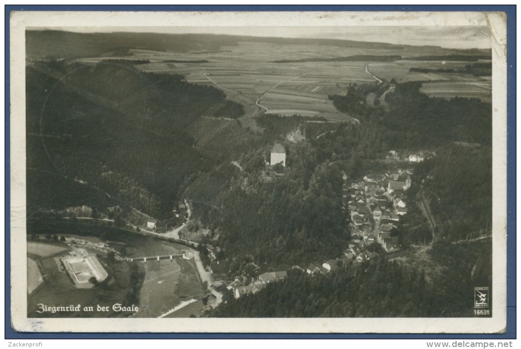Ziegenrück An Der Saale Panorama Luftbild, Gelaufen 1940 (AK690) - Schleiz