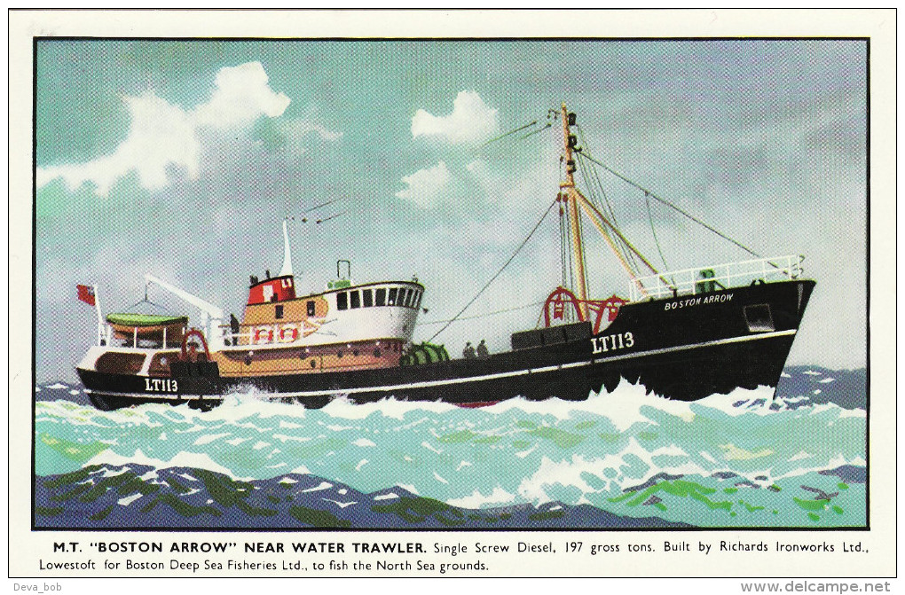 Postcard Near Water Trawler MT Boston Arrow Fishing Boat Ship Deep Sea Fisheries - Fishing Boats