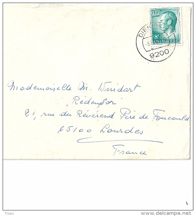 Enveloppe  -  Cachet  Au  Depart   De     DIEKIRCH    -    Luxembourg  à  Destination  De  Lourdes   (  65  ) - Machines à Affranchir (EMA)