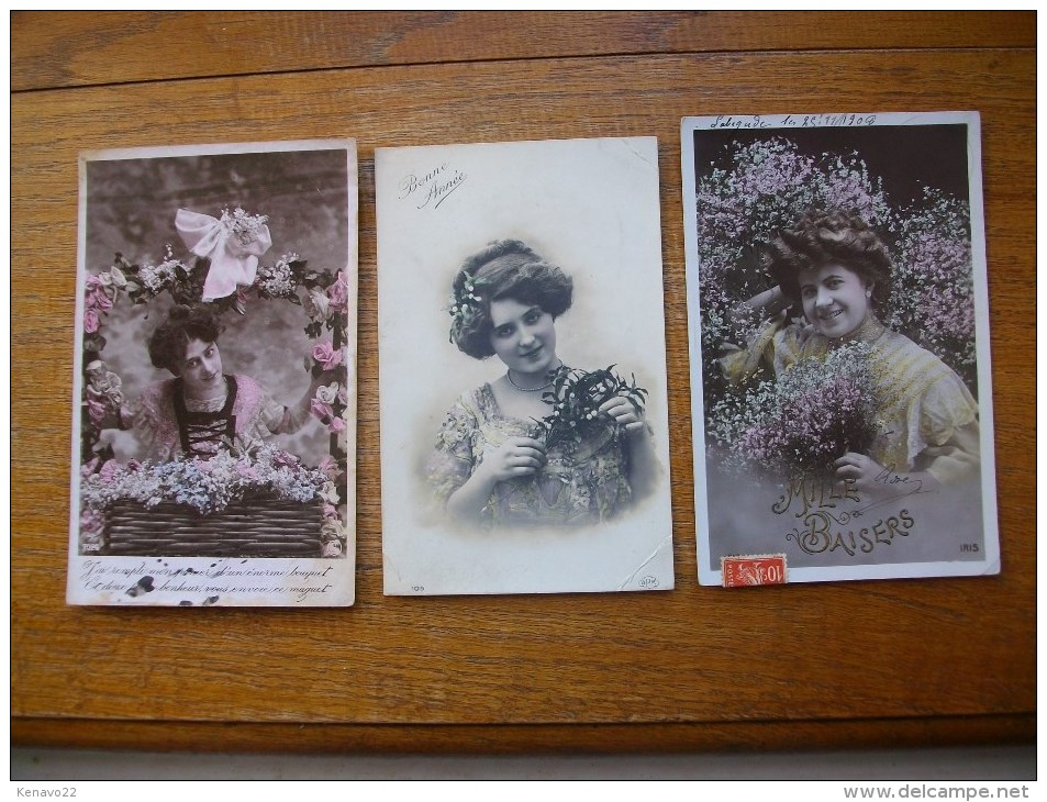 3 Cartes Sihouettes Ou Portraits De Femmes - Silhouettes