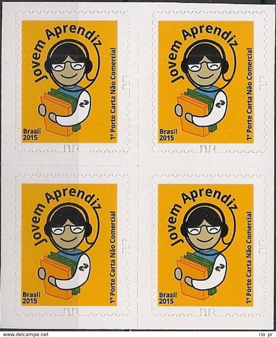 BRAZIL - BLOCK OF FOUR DEFINITIVES: YOUNG APPRENTICE (SELF-ADHESIVE) 2015 - MNH - Neufs