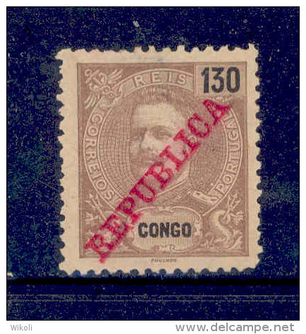! ! Congo - 1911 D. Carlos 130 R - Af. 70 - No Gum - Congo Portugais