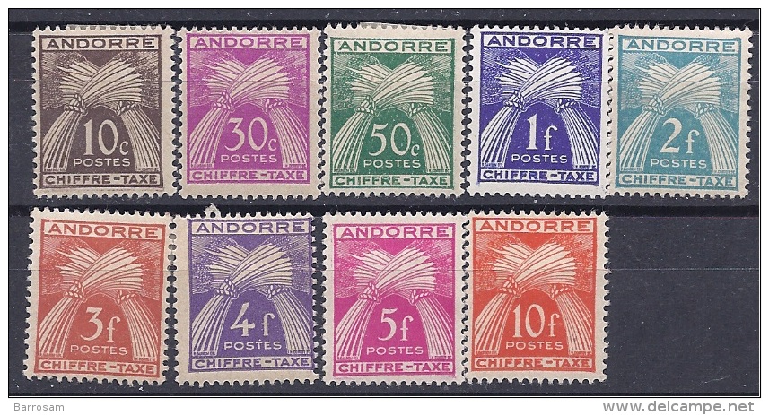 FrenchAndorra1943-6:Yvert TT21-31mh* Cat.Value25Euros($28) - Ungebraucht